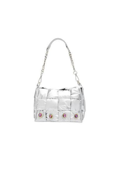 jeweled puff woven bag