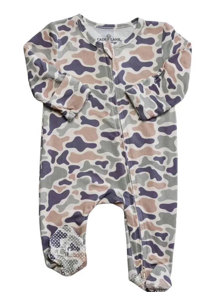 Bamboo Zipper Footie | Camo Cutie