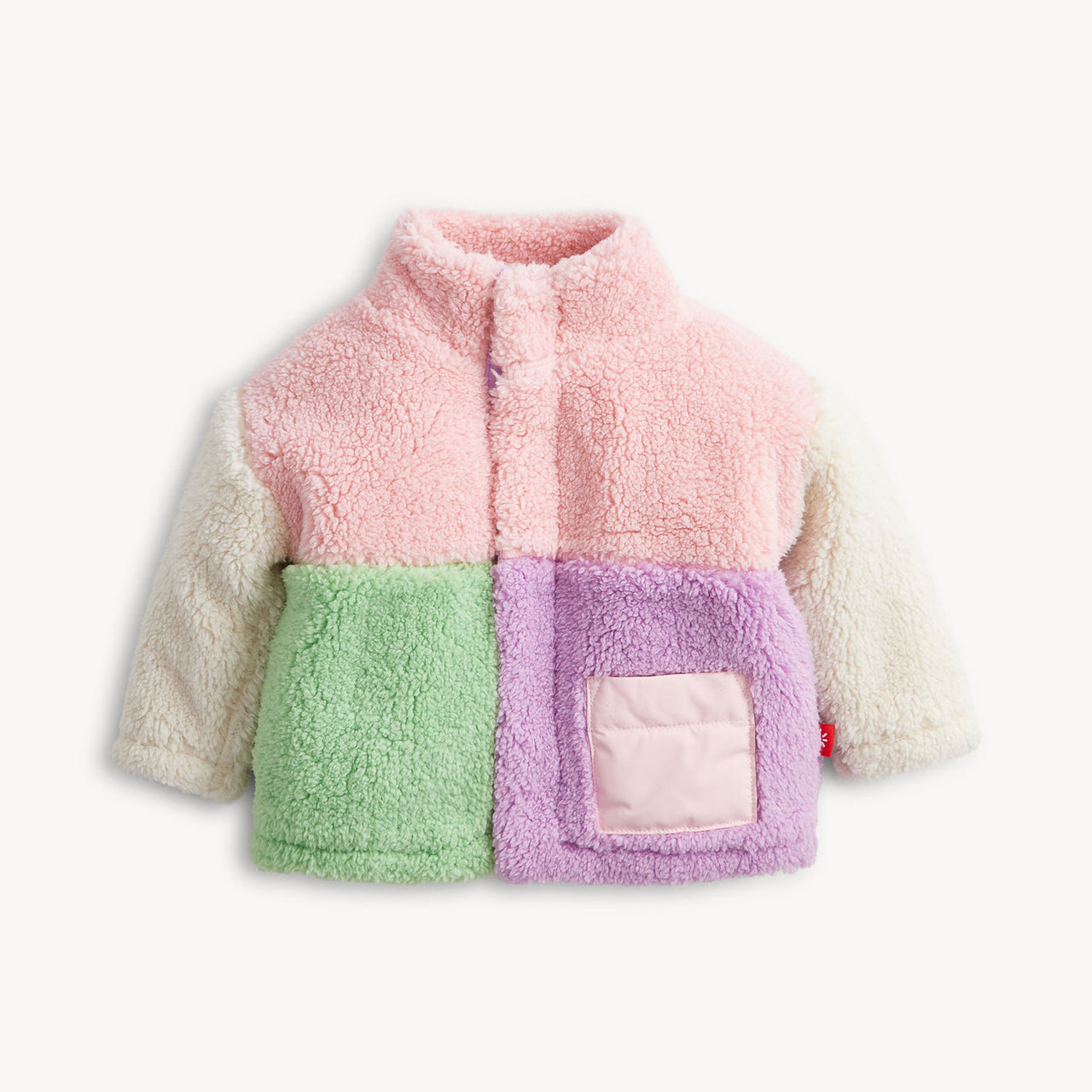 Pink Colorblock Sherpa Girls Jacket