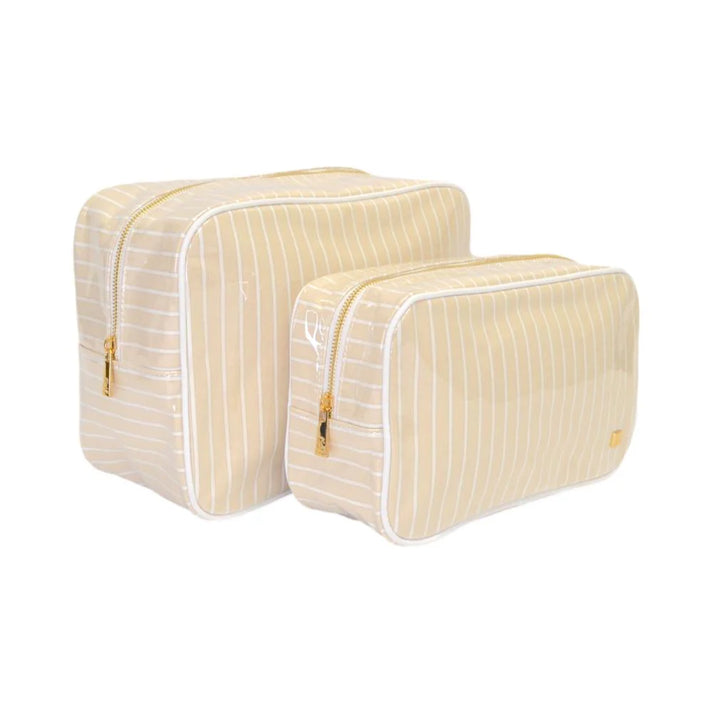 luxe gloss wash bag set-Stripe Sand