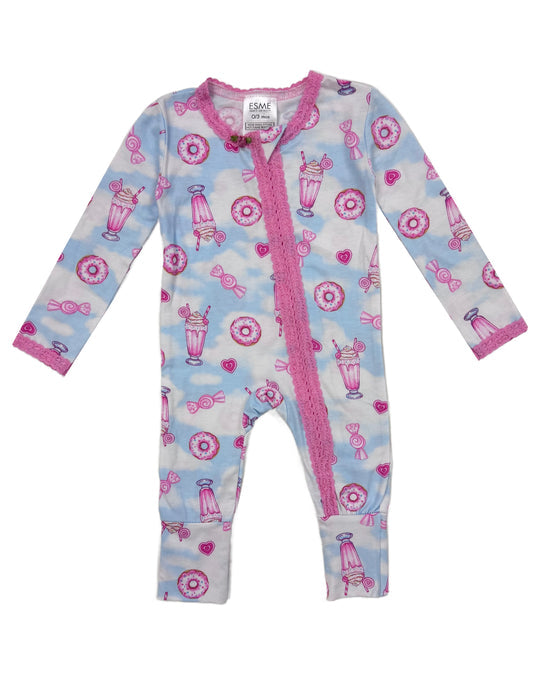 Sweet Heaven Lace Trim Flip Footie