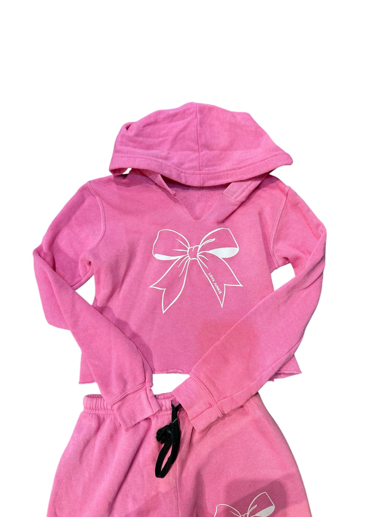 cropped pink bow sweatshirt