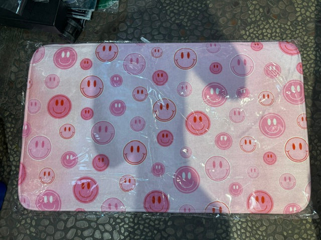 Pink Smiley Floor Mat