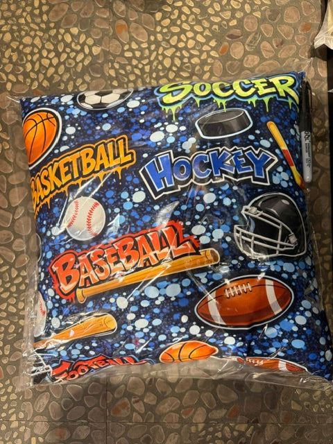Blue Sports autograph pillow