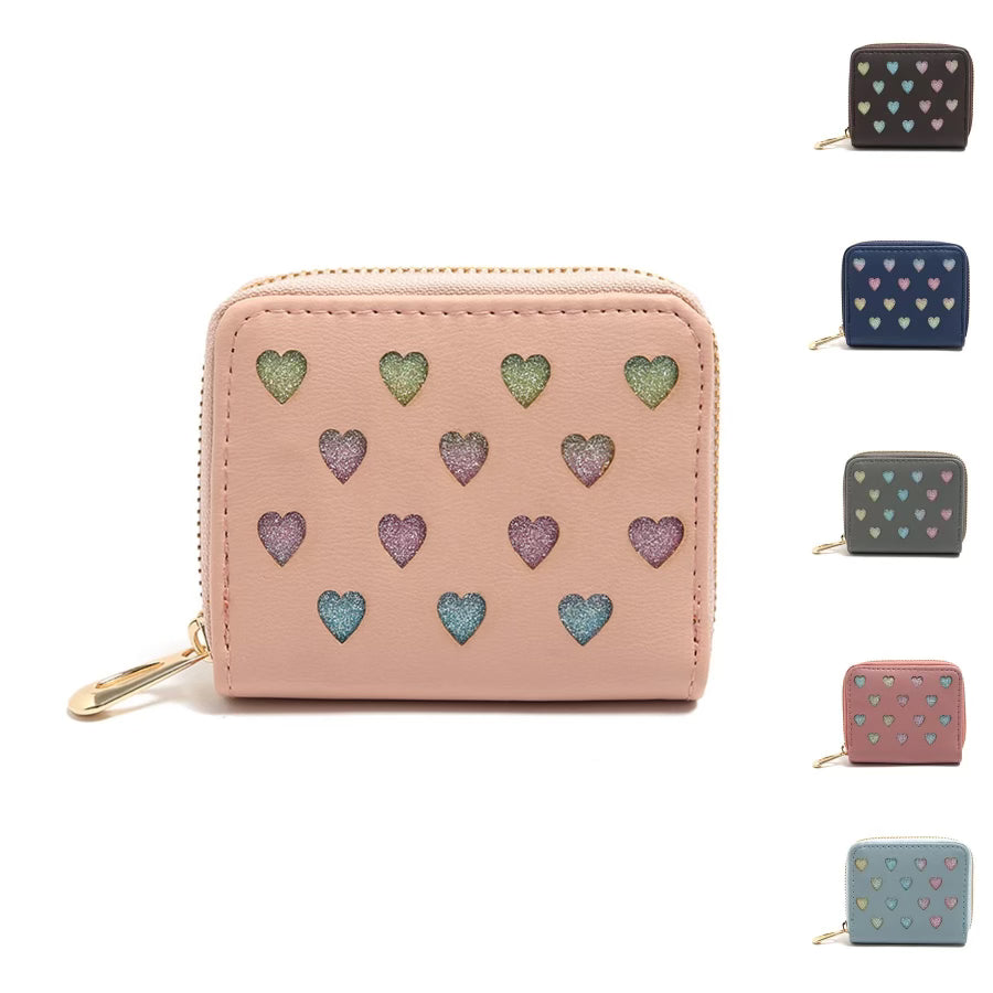 glitter heart wallet