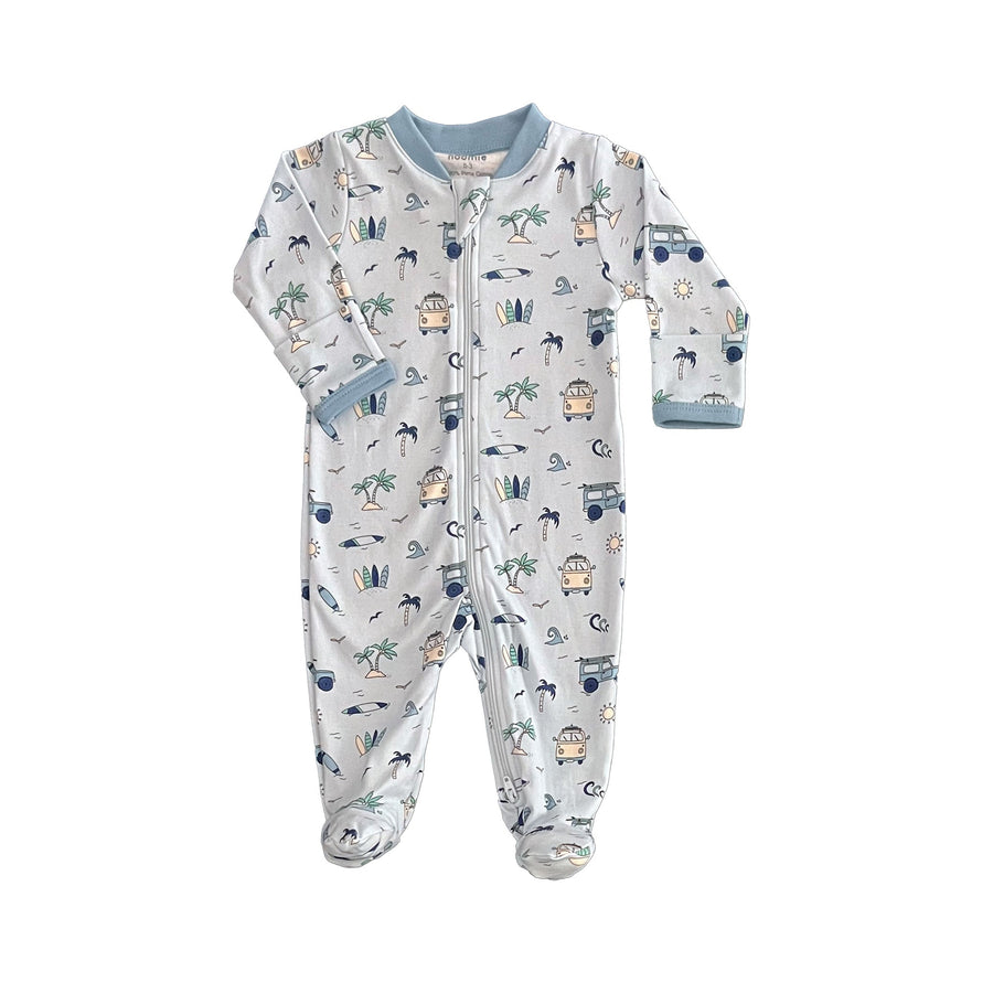 boys zipper footie lets go surfing