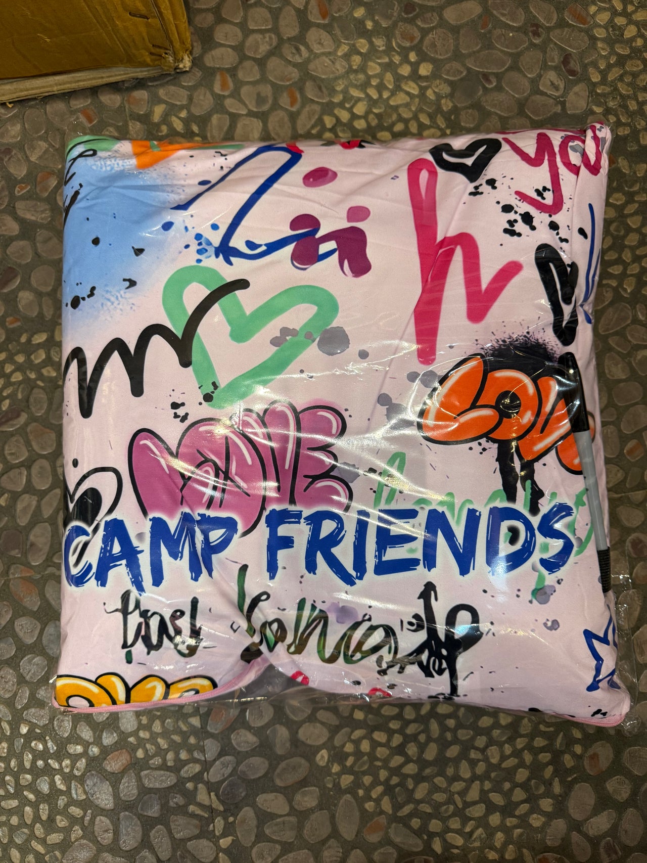pink graffiti pillow