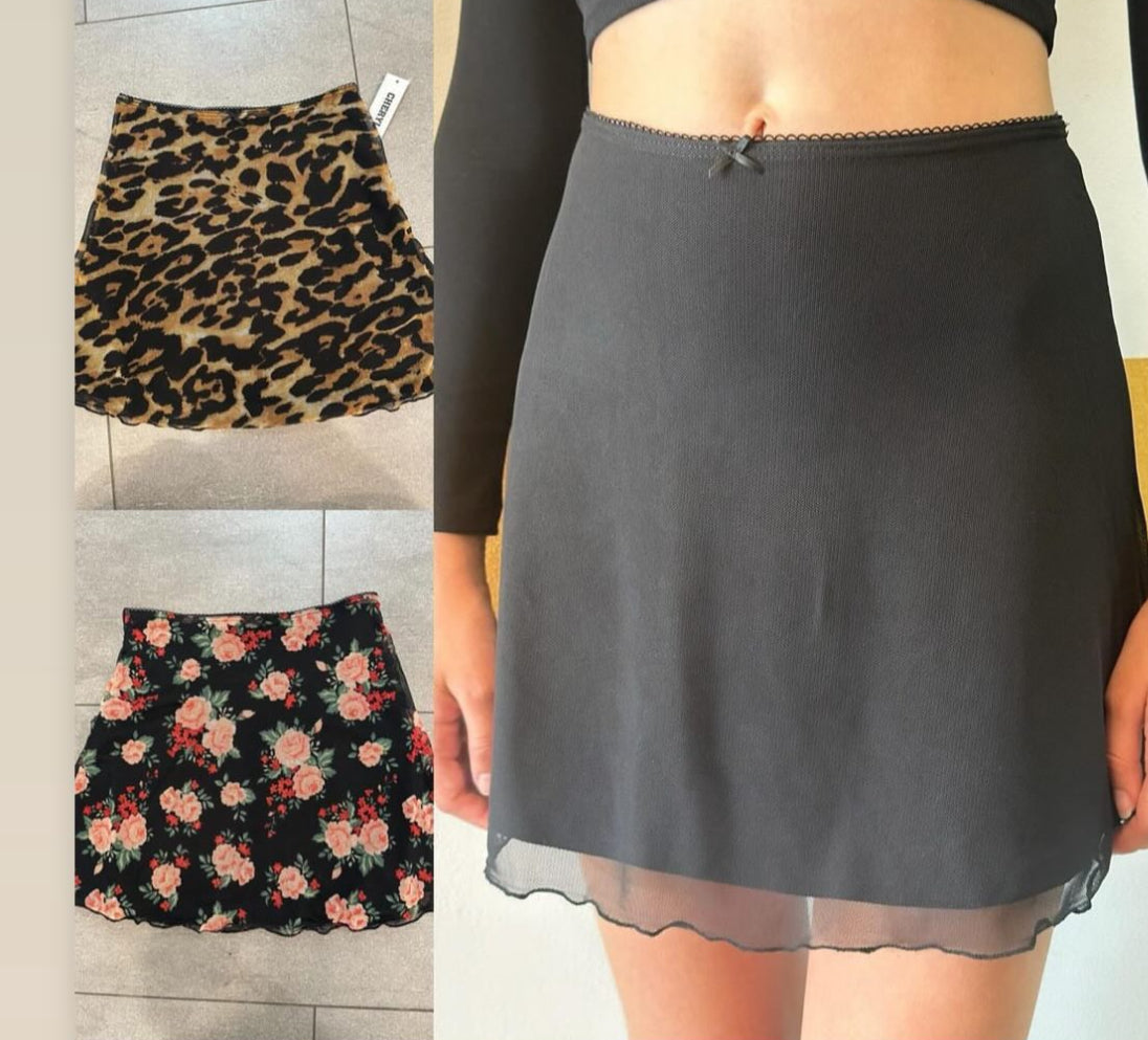 mesh skirt-leopard