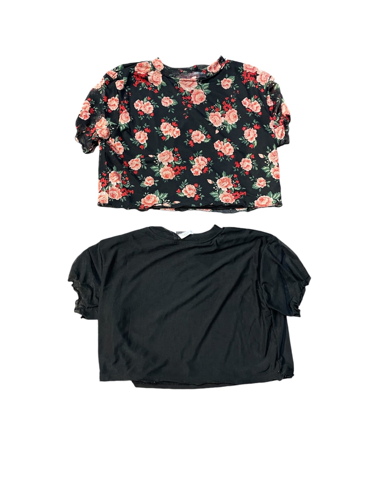 s/s mesh top-floral