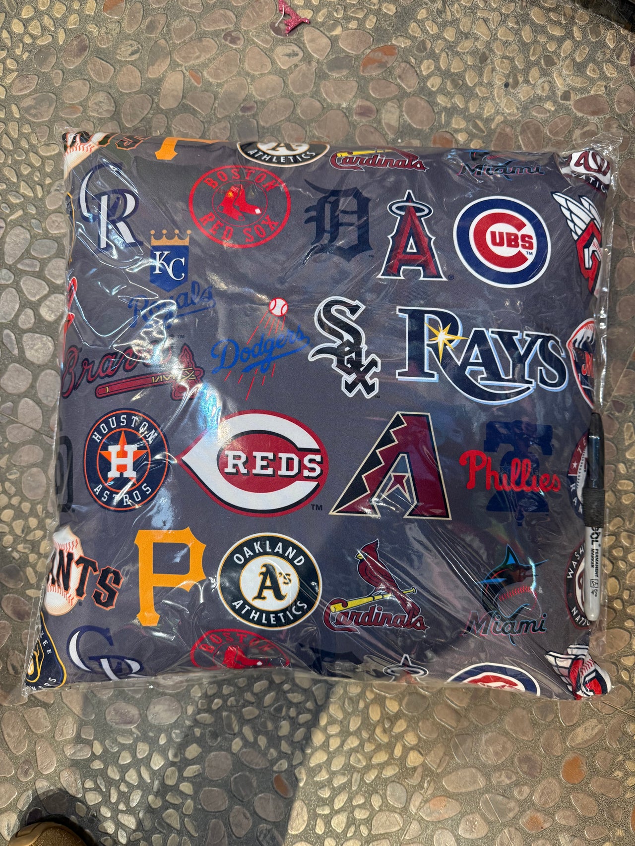 gray mlb autograph pillow