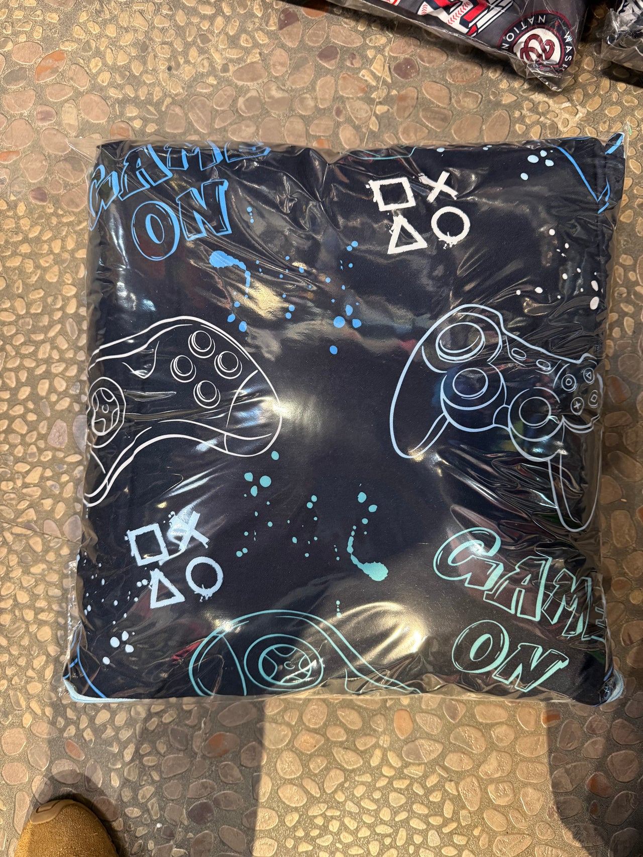 blue gamer pillow autograph