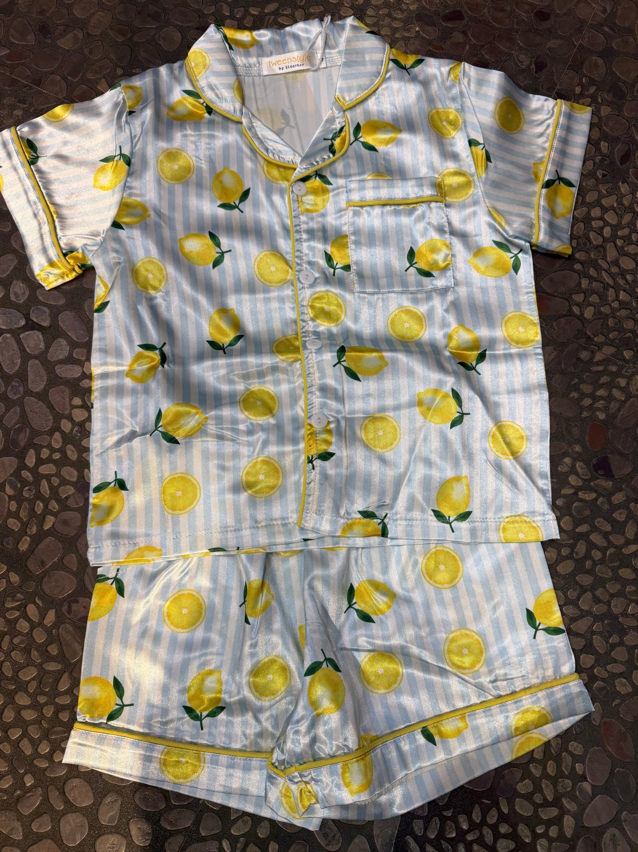 Lemon satin short set