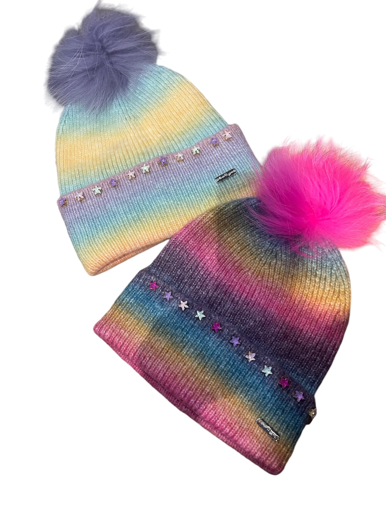 star ombre fur hat jewl tones