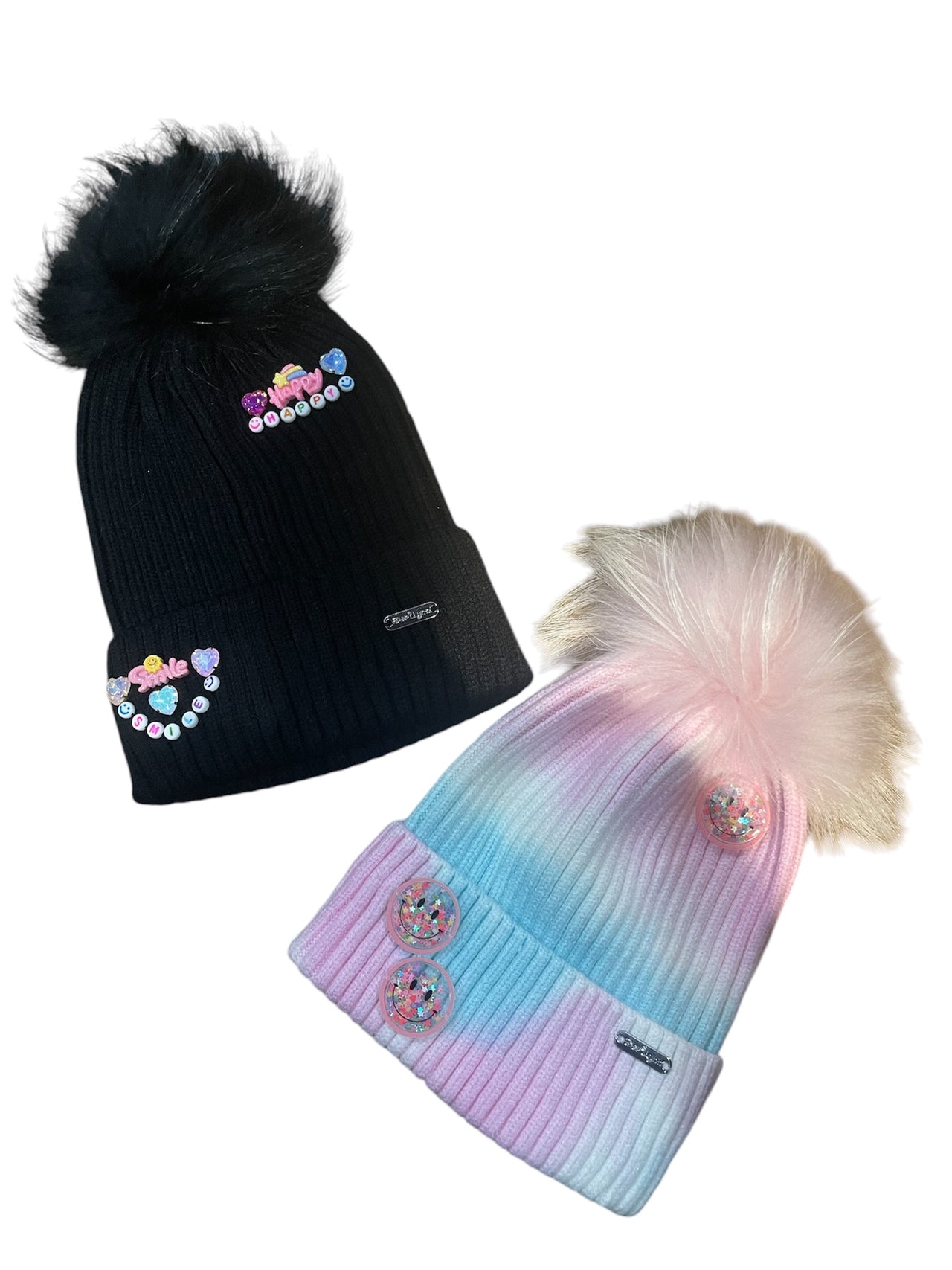 star jeweled ombre hat with fur