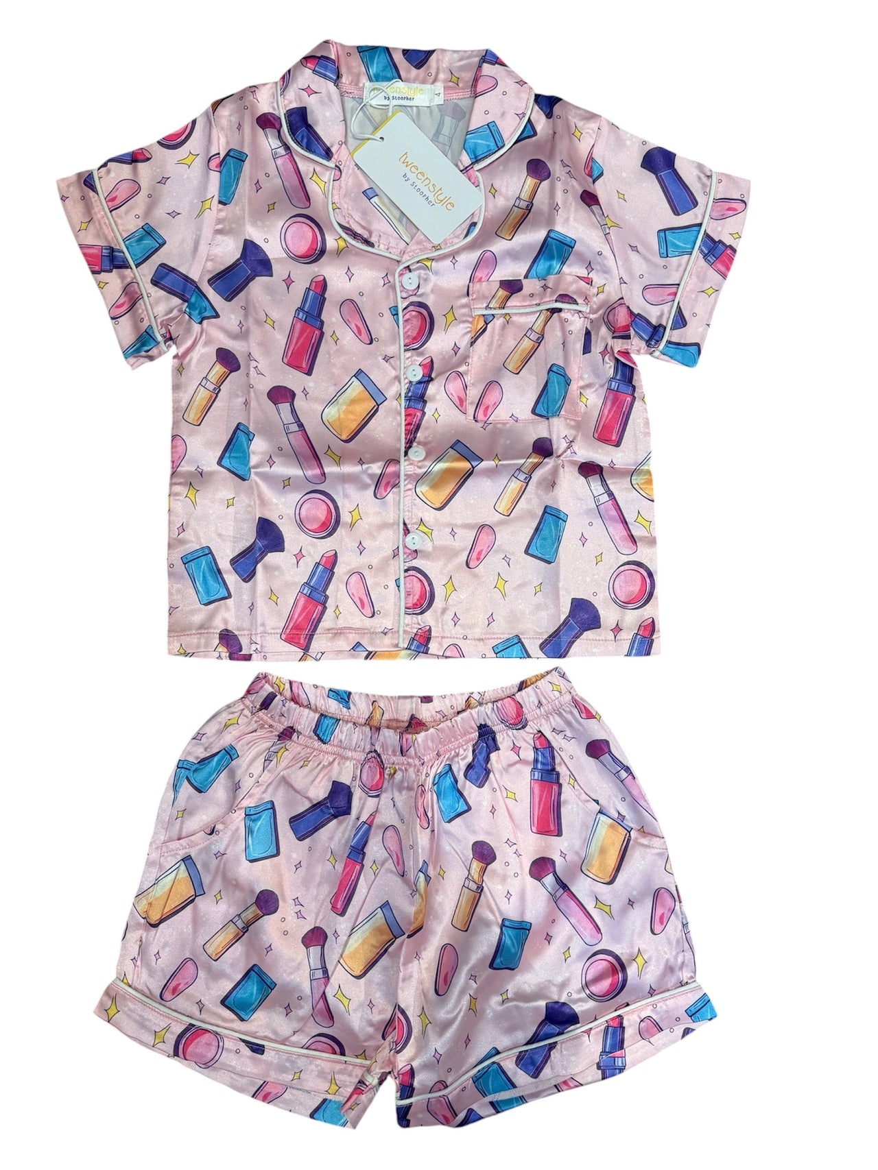 Lipstick and Blush Satin Loungewear Set