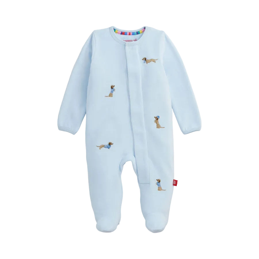Embroidery Dogs Velour Magnetic Footie