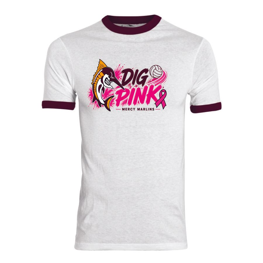 Mercy Volleyball Dig Pink 26 Ringer Tee