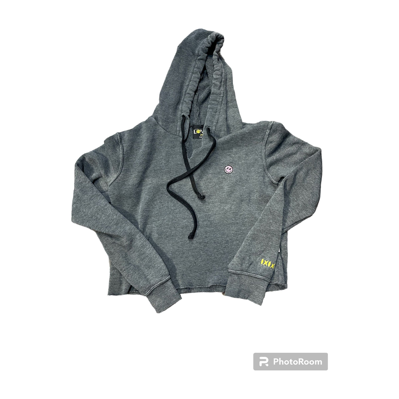 Crop Fleece hoodie stitch charcoal