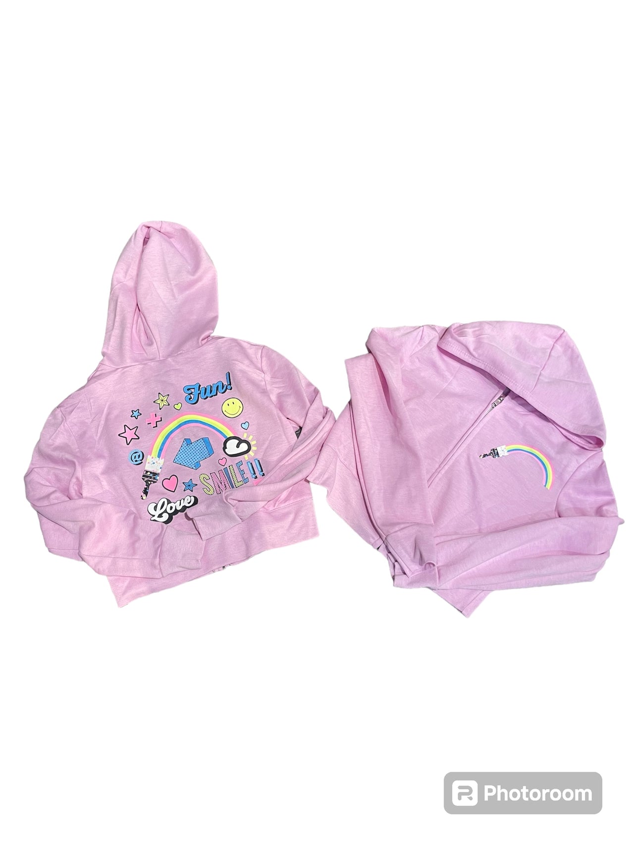 pink zip hoody paint can splatter