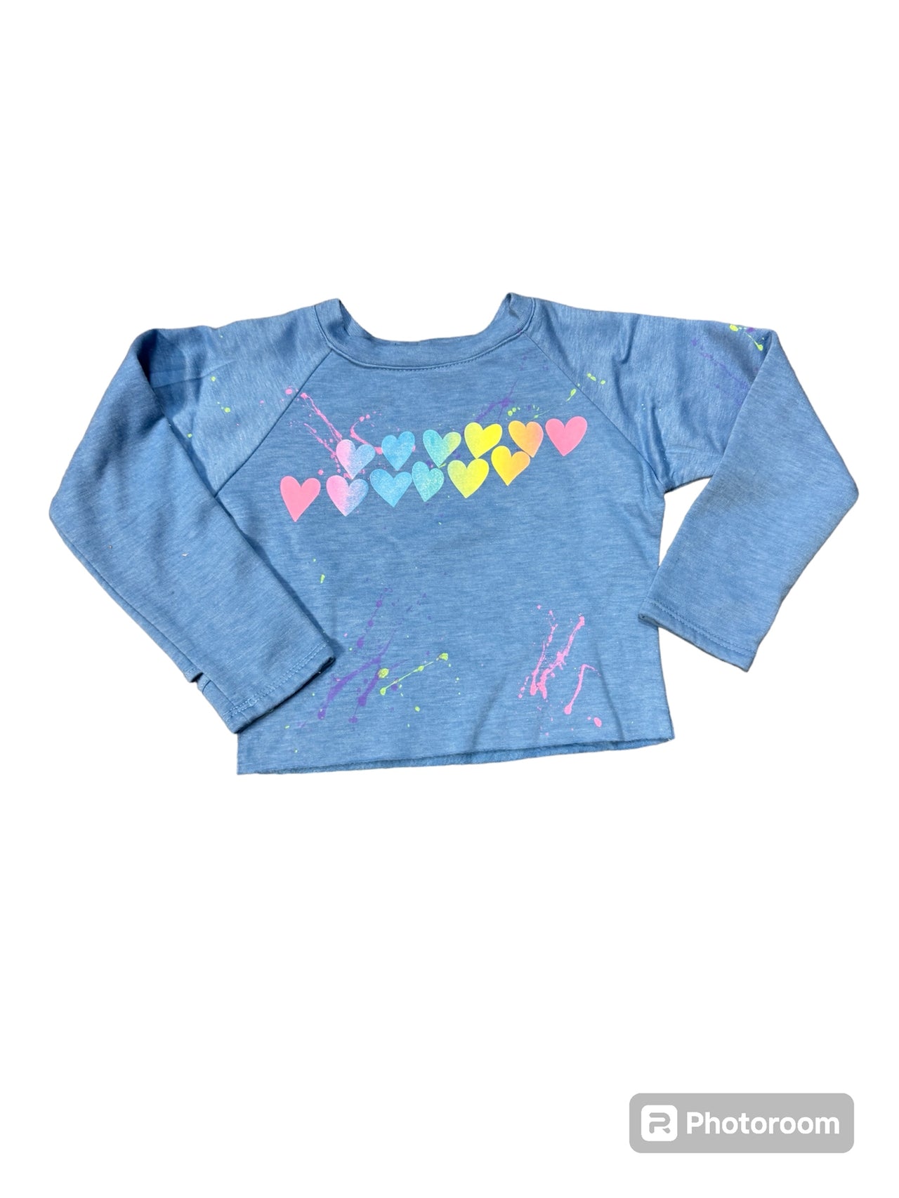 neon blue heart sweatshirt