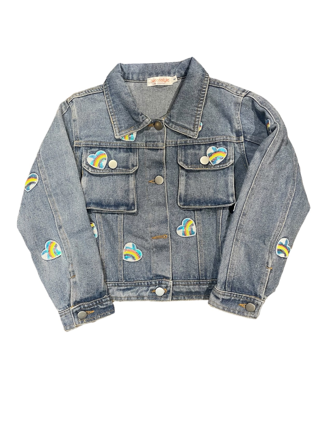 heart applique jean jacket