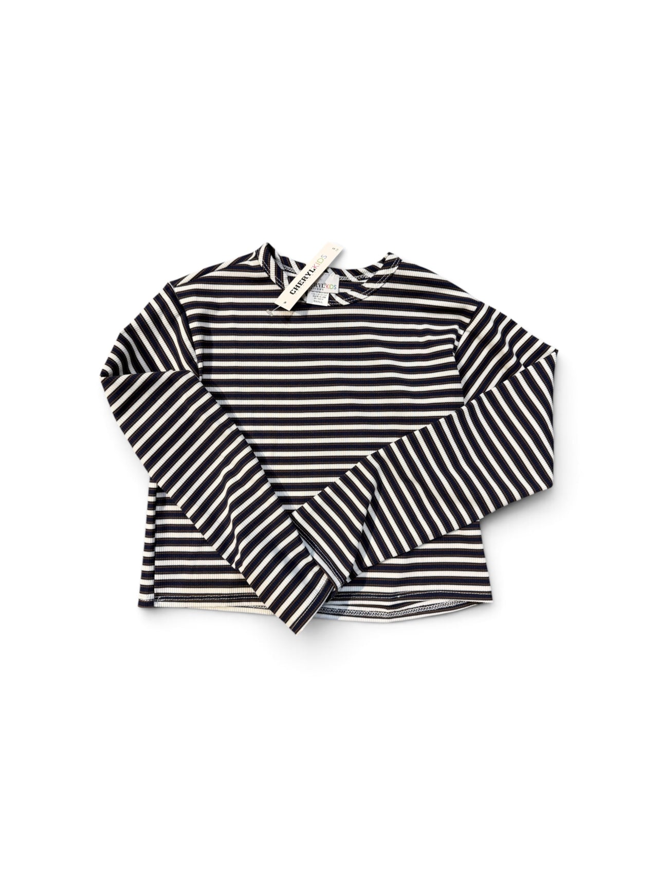 stripe rib l/s top blk and white