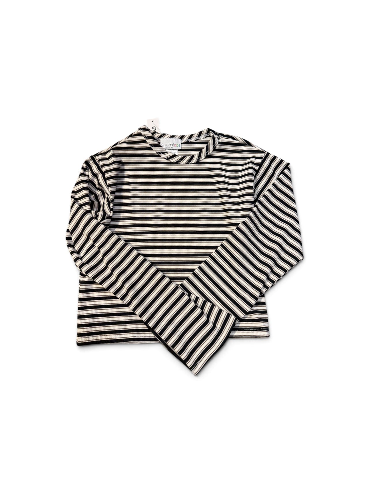 stripe rib l/s top navy and white