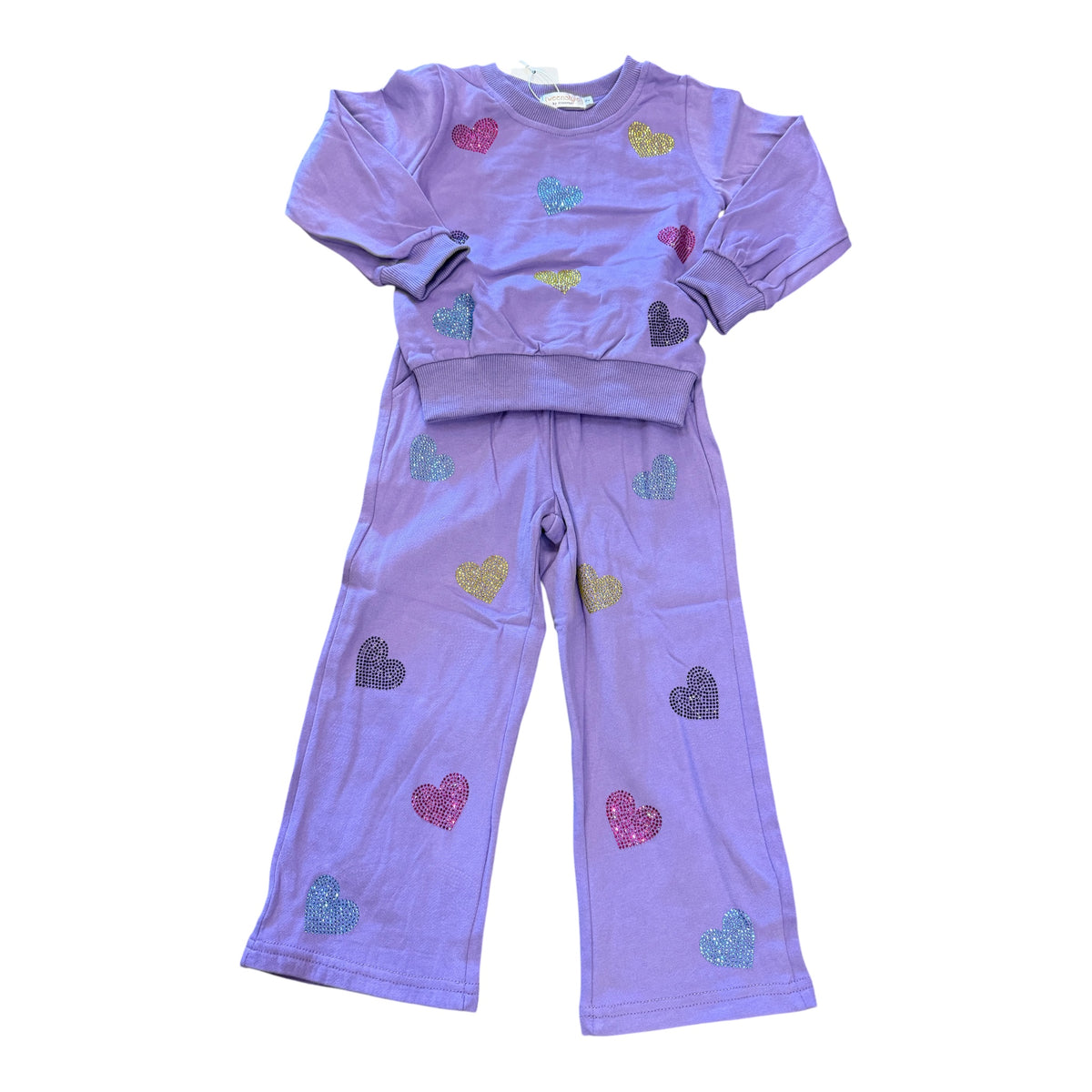 all over sequin heart sweatsuit