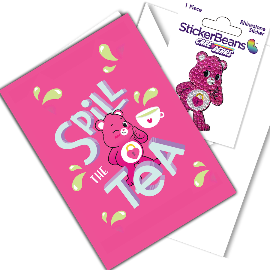 spill the tea greeting card & sticker