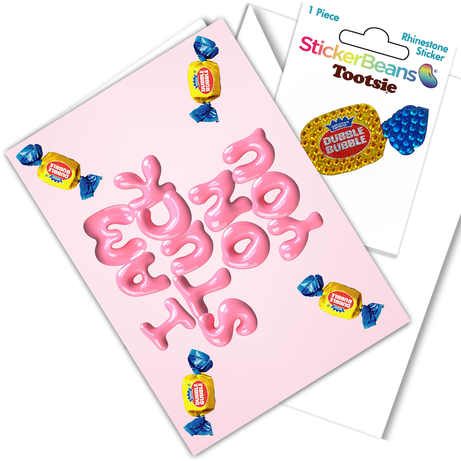 stuck on you greeting card & sticker