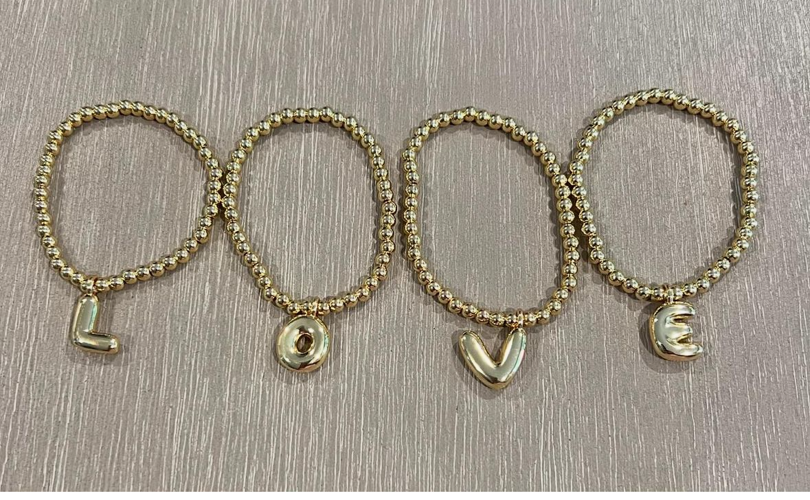 Bubble initial bracelets 6 inch