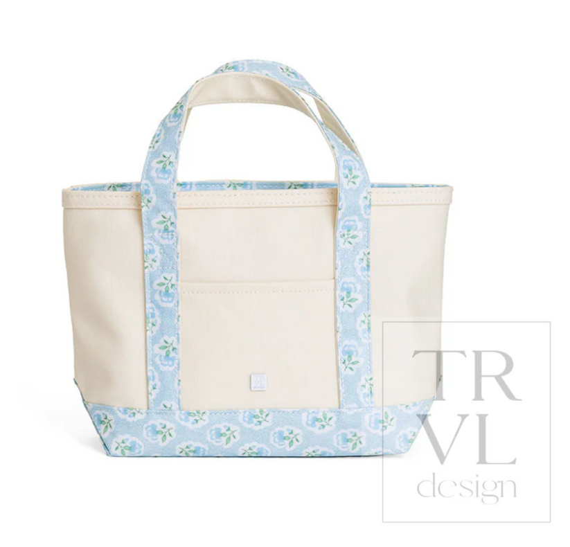 coated canvas mini tote PETITE fLeur blue