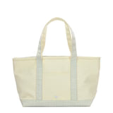 medium tote coated natural with pearl gray gingham trim