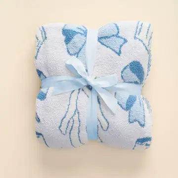 bows blue cozy large blanket
