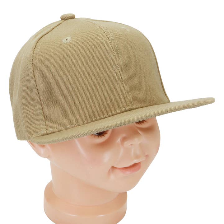 Kids Solid Blank Snapback Flat Brim Cap