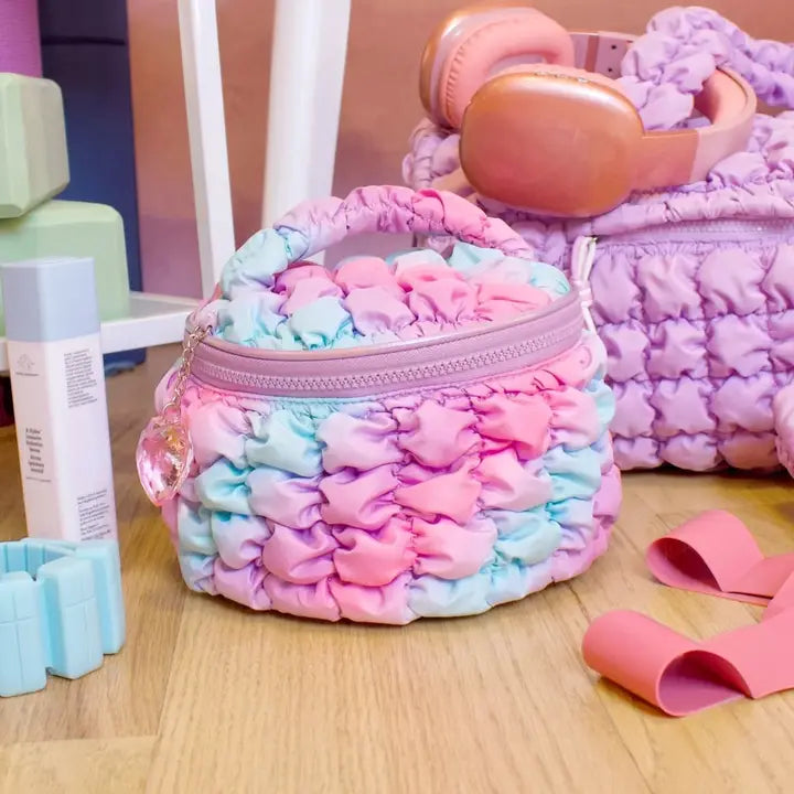 quilted schrunchie ombre glam bag