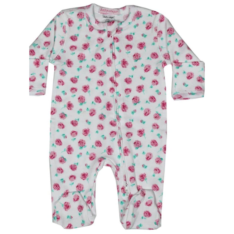 Zipper Footie - Ditsy Rose