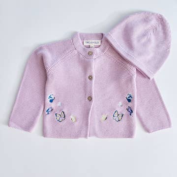butterfly cardigan and hat set