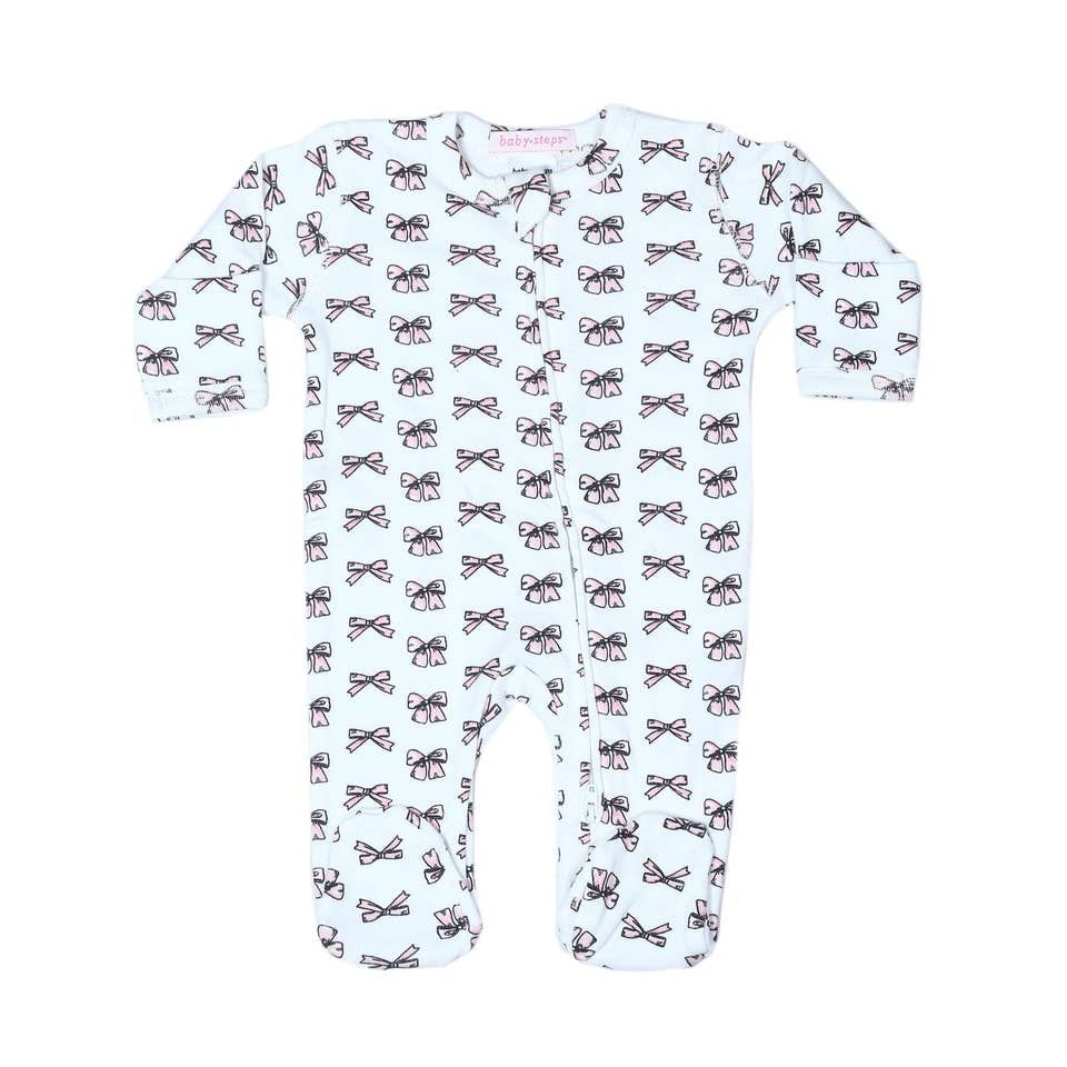 Zipper Footie - bows