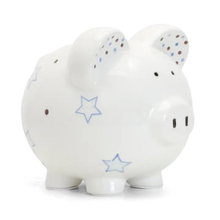 blue paper piggy bank
