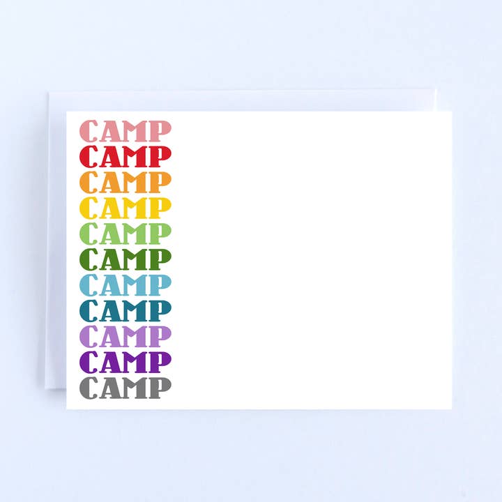 rainbow letters camp blank cards