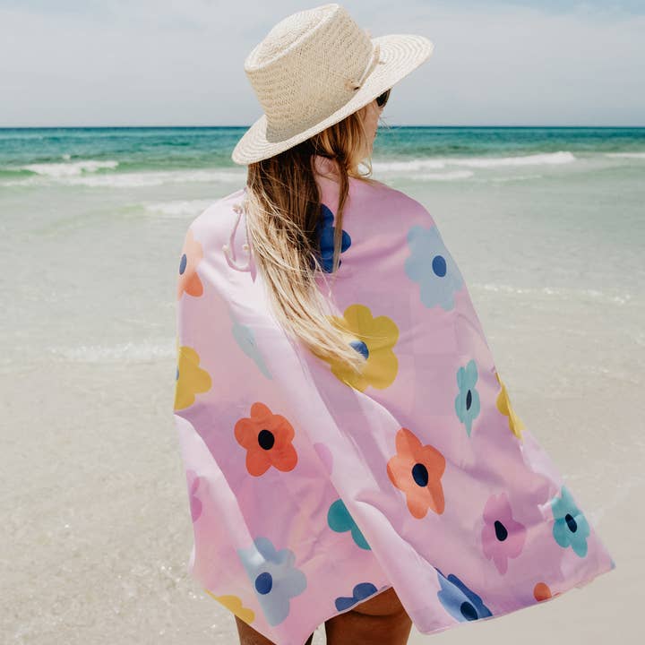 Flowers & Check Quick Dry Towel