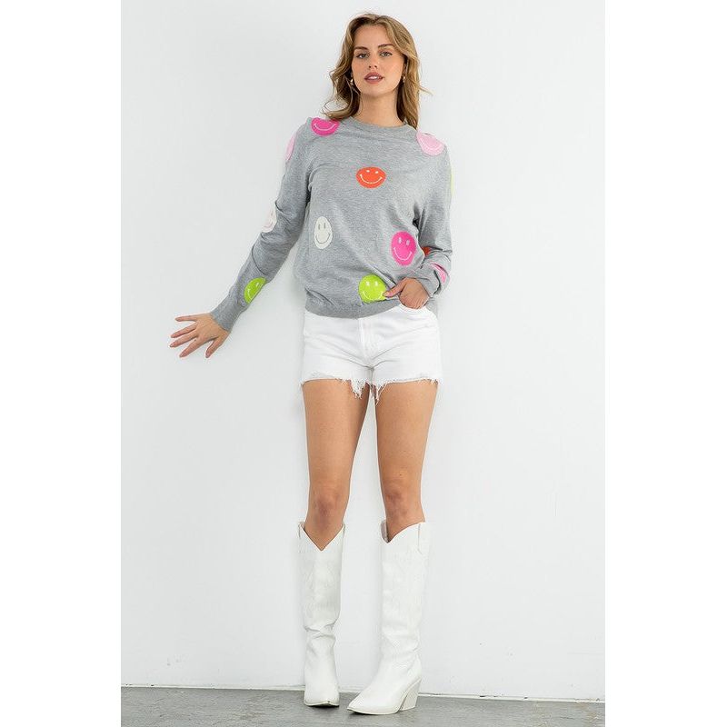 Smiley polka dot pattern junior sweater