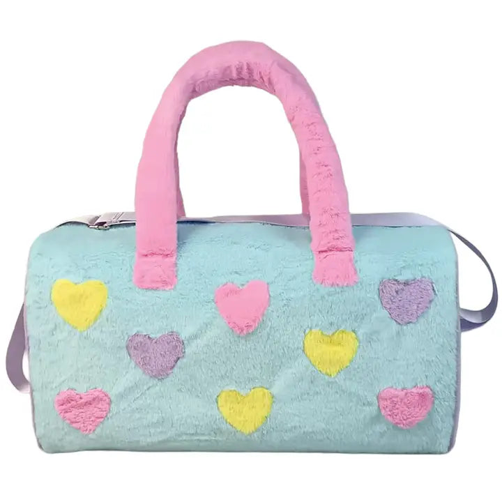 hearts color block duffel