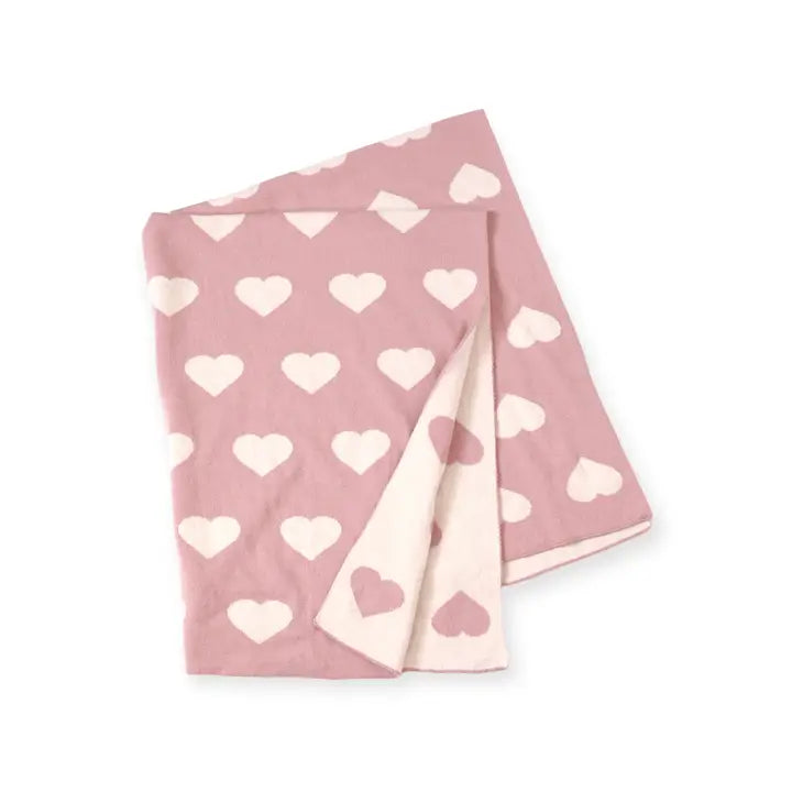 hearts reversible knit blanket