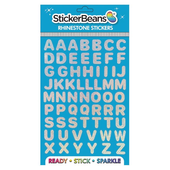 Mini Alphabet Rhinestone Sticker Set 63 Letters A-Z