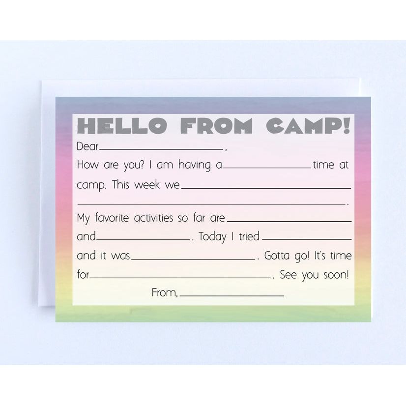 camp cards rainbow ombre fill in