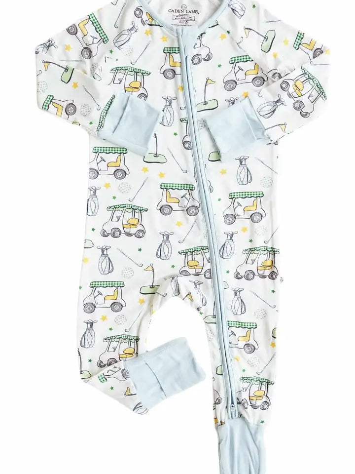 Country Club Cuties Convertible Bamboo Zip Romper | Blue