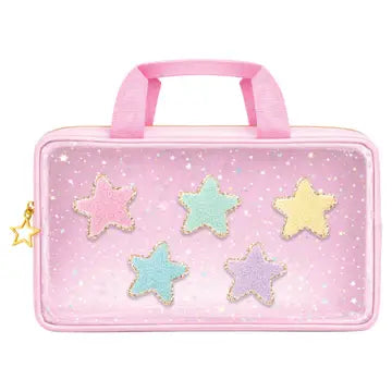 pink star large cosmetic bag
