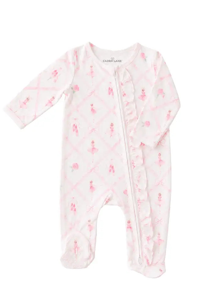 Ruffle Zipper Bamboo Footie | Darling Ballerina